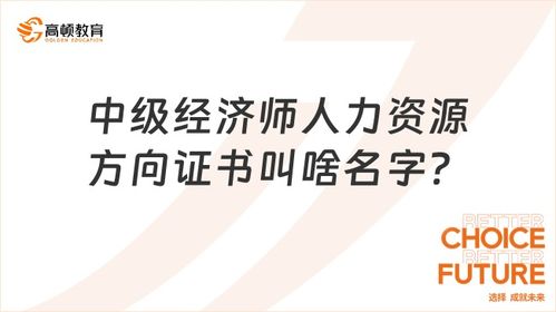 中级经济师人力资源方向证书叫啥名字